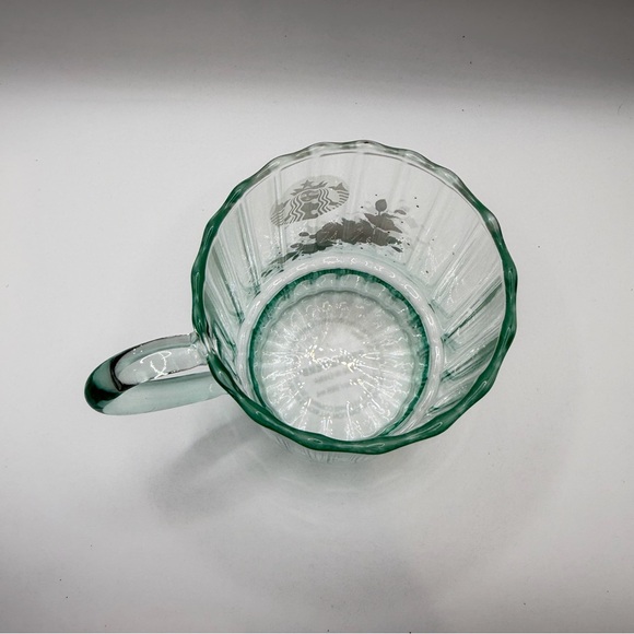 New Starbucks Korea Hibiscus Flower Mint Green Glass Coffee Mug Rose Of Sharon - Picture 6 of 11